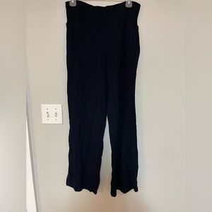 Three Dots Black Straight Flare Leg Crinkled Pull On Rayon Pants SZ m